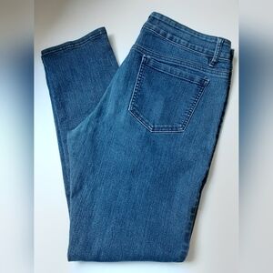 Nygard Jeans Blue Medium Wash Stretch Denim Pull On Straight Leg Mid-rise Pants